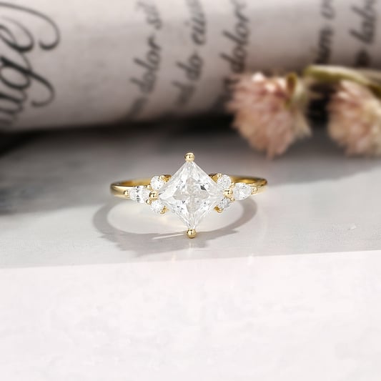 Princess cut Moissanite Engagement Ring
